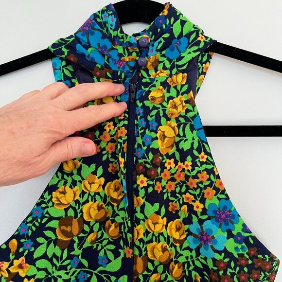 Vintage Union Made Cross Halter Floral Maxi Dress, Size XS - Picture 7 of 14